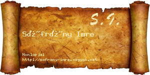 Sáfrány Imre névjegykártya
